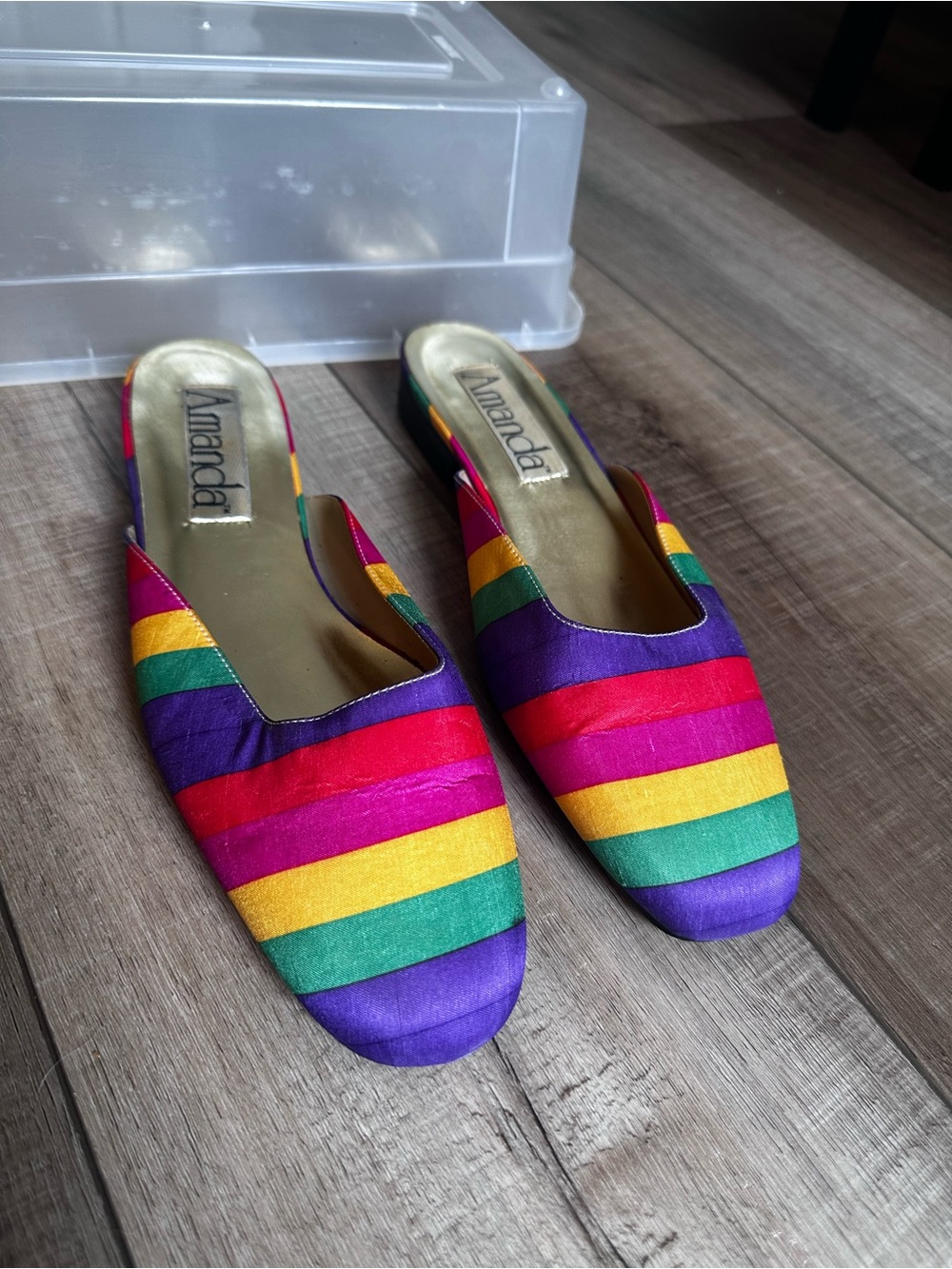 Amanda Rainbow Stripe Slip-On Mules